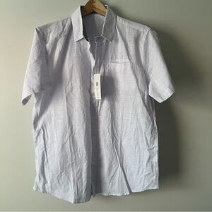 Coofandy men’s cotton short sleeve button front shirt lilac NWT medium
